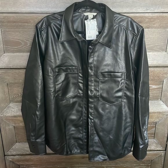 H&M vegan leather women’s shacket XL - Picture 1 of 3